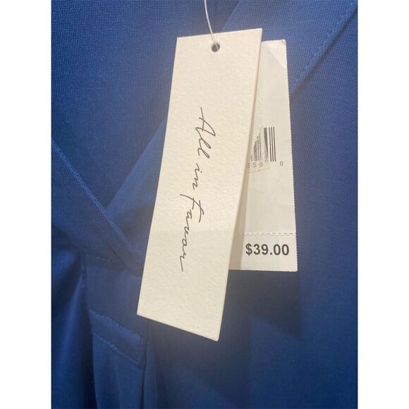 All in Favor Women's V-Neck 3/4 Sleeve Blue Blouse Size L Casual NWT - Picture 6 of 6